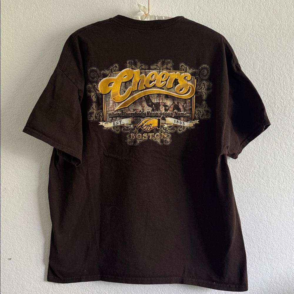 CHEERS BOSTON GRAPHIC TEE MENS XL BROWN 100% COTTON